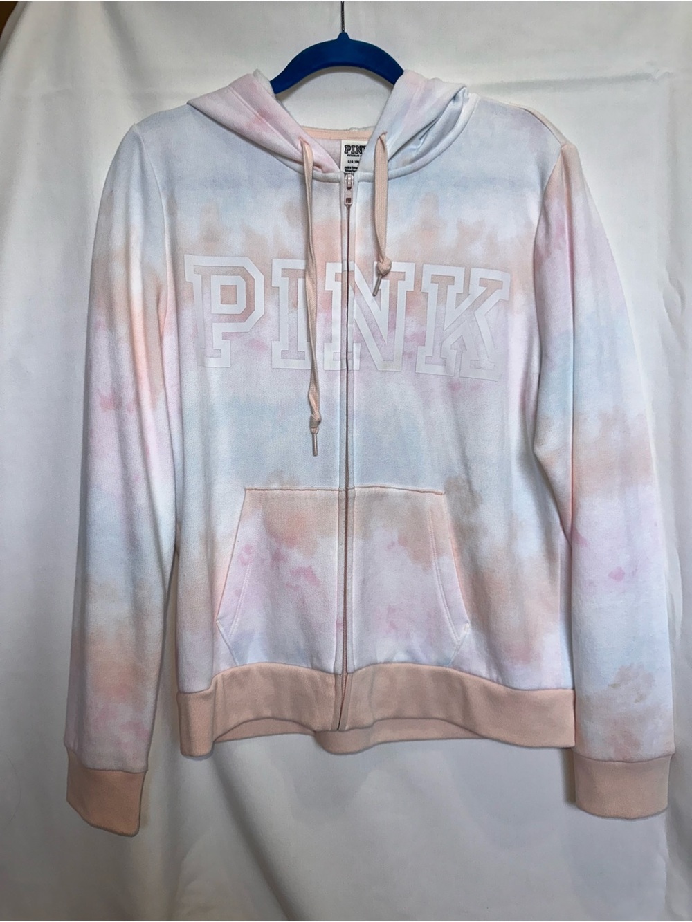 PINK Victoria's Secret Pastel Tie-Dye Zip Hoodie - Pink, Peach, Blue